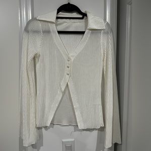 White silky long sleeve button top - never worn